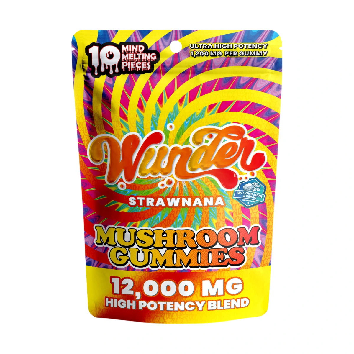 Wunder High Potency Mushroom Gummies — Strawnana — 10ct